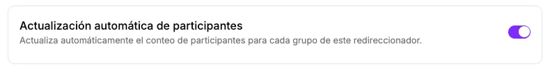 Interruptor de activación de la actualización automática de miembros en el panel