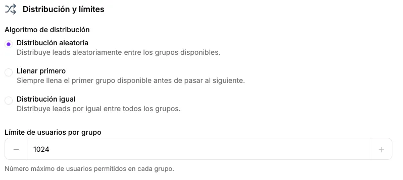 Interfaz de distribución y límites en el panel