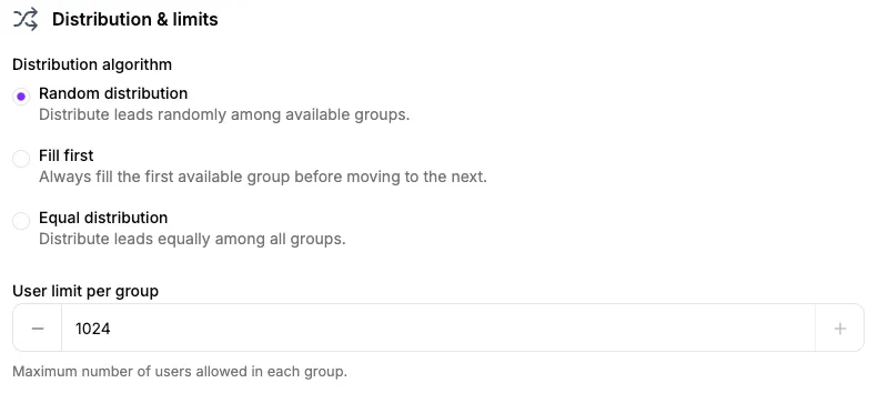 Distribution and limits interface in Dashboard