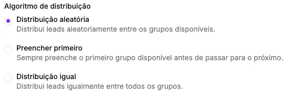 Interface de seleção de modos de distribuição inteligente
