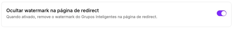 Tela de configuração para ocultar marca d'água