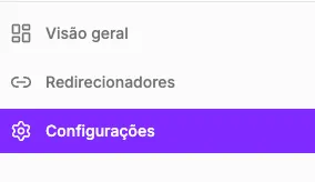 Acesso às configurações de conta no painel