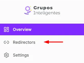 Sidebar menu with access to the Redirectors tab
