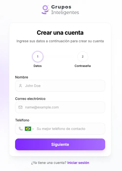 Primer paso del registro