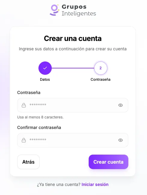 Segundo paso del registro